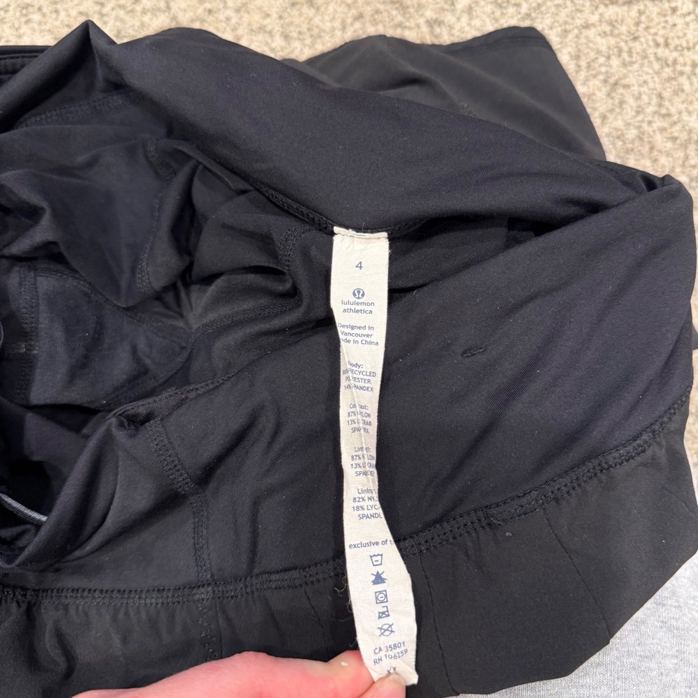 Lululemon Pace Rival Skirt Black Women Size 4 Tennis Running Athletic Skort - Picture 3 of 6